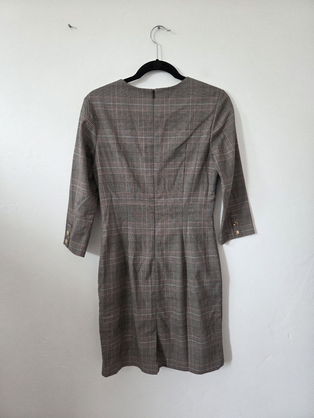 H&M Plaid Glen Check Sheath Dress Pencil Office Preppy Academia Literary Chic 6 - Picture 6 of 9